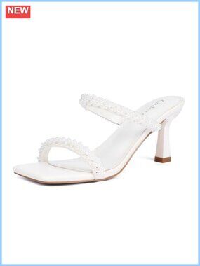 Kitten Heel Sandals Square Toe Two Strap Slingback Mule Heels
